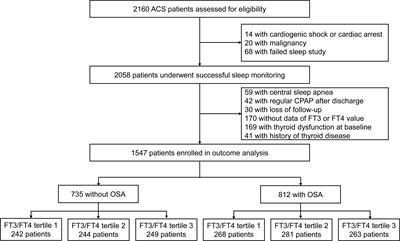 The long-term prognostic implications of free triiodothyronine to free thyroxine ratio in patients with obstructive sleep apnea and acute coronary syndrome